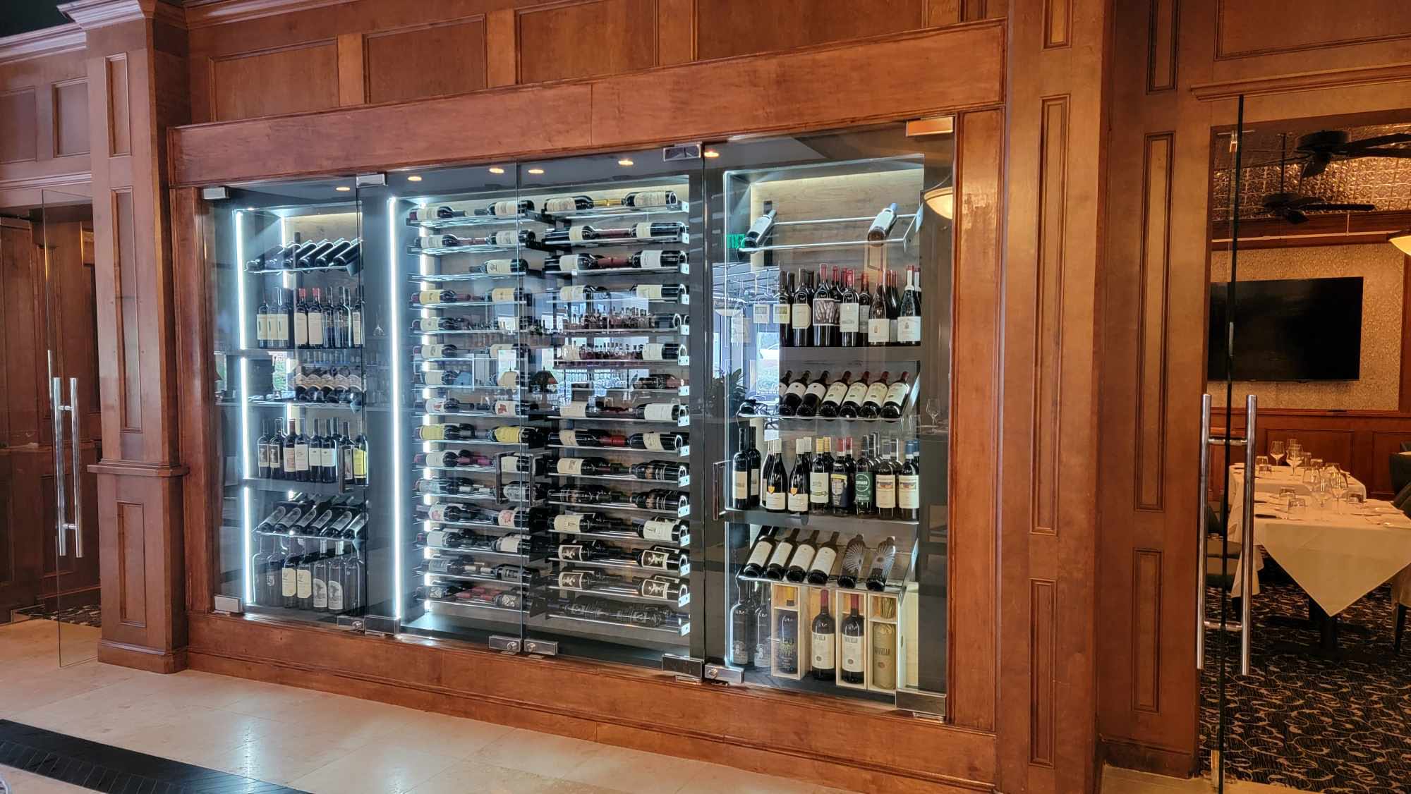 These wine doors for Luci's Kitchen in Alpharetta are a stunning feature to show off their wine selection for this new restaurant! 